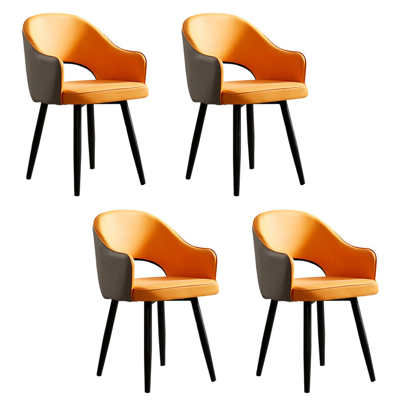 Scandinavian Design Open Back Dining Side Chairs Upholstered Side Chairs Gray-Orange 4 Piece Set Clearhalo ' kitchen&dining_furn' 'Dining Chairs' 'Dining Tables & Seating' 'dining_chair' 'furn' 'furn_dining_chair' 'Furniture' 'furniture_dining_chair' 'Kitchen & Dining Furniture' 'kitchen' 4538525