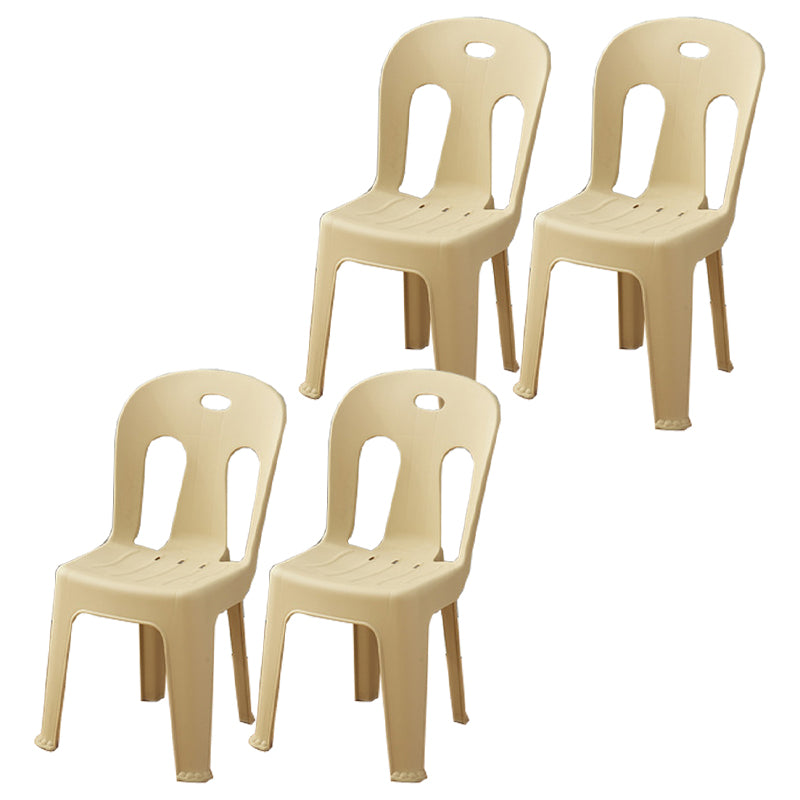 Modern Dining Slat Back Chair Plastic Dining Armless Side Chairs Camel 4 Piece Set Clearhalo ' kitchen&dining_furn' 'Dining Chairs' 'Dining Tables & Seating' 'dining_chair' 'furn' 'furn_dining_chair' 'Furniture' 'furniture_dining_chair' 'Kitchen & Dining Furniture' 'kitchen' 4538533