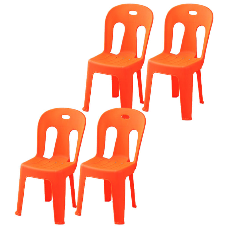 Modern Dining Slat Back Chair Plastic Dining Armless Side Chairs Orange 4 Piece Set Clearhalo ' kitchen&dining_furn' 'Dining Chairs' 'Dining Tables & Seating' 'dining_chair' 'furn' 'furn_dining_chair' 'Furniture' 'furniture_dining_chair' 'Kitchen & Dining Furniture' 'kitchen' 4538542