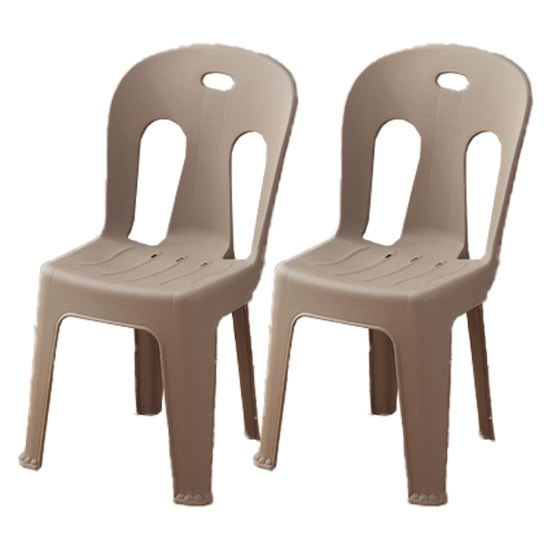 Modern Dining Slat Back Chair Plastic Dining Armless Side Chairs Coffee 2 Piece Set Clearhalo ' kitchen&dining_furn' 'Dining Chairs' 'Dining Tables & Seating' 'dining_chair' 'furn' 'furn_dining_chair' 'Furniture' 'furniture_dining_chair' 'Kitchen & Dining Furniture' 'kitchen' 4538543