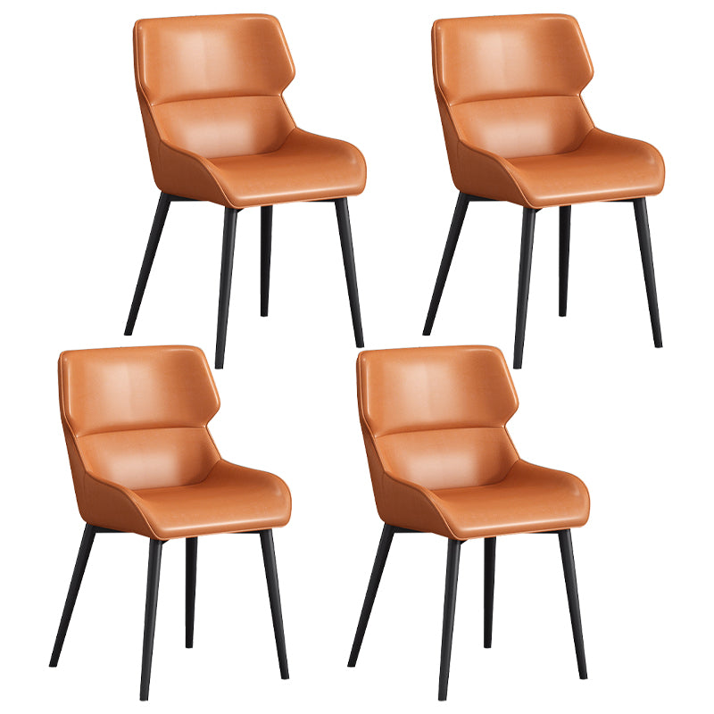 Modern Dining Arm Chairs Matte Finish Leather Curved Parsons Chair Orange 4 Piece Set Clearhalo ' kitchen&dining_furn' 'Dining Chairs' 'Dining Tables & Seating' 'dining_chair' 'furn' 'furn_dining_chair' 'Furniture' 'furniture_dining_chair' 'Kitchen & Dining Furniture' 'kitchen' 4538553