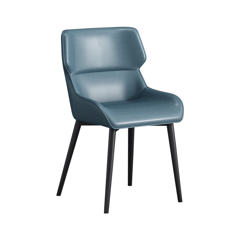 Modern Dining Arm Chairs Matte Finish Leather Curved Parsons Chair Blue 1 Piece Clearhalo ' kitchen&dining_furn' 'Dining Chairs' 'Dining Tables & Seating' 'dining_chair' 'furn' 'furn_dining_chair' 'Furniture' 'furniture_dining_chair' 'Kitchen & Dining Furniture' 'kitchen' 4538554