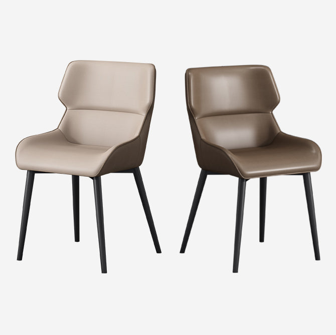 Modern Dining Arm Chairs Matte Finish Leather Curved Parsons Chair Clearhalo ' kitchen&dining_furn' 'Dining Chairs' 'Dining Tables & Seating' 'dining_chair' 'furn' 'furn_dining_chair' 'Furniture' 'furniture_dining_chair' 'Kitchen & Dining Furniture' 'kitchen' 4538556