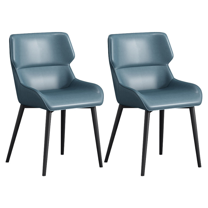 Modern Dining Arm Chairs Matte Finish Leather Curved Parsons Chair Blue 2 Piece Set Clearhalo ' kitchen&dining_furn' 'Dining Chairs' 'Dining Tables & Seating' 'dining_chair' 'furn' 'furn_dining_chair' 'Furniture' 'furniture_dining_chair' 'Kitchen & Dining Furniture' 'kitchen' 4538557
