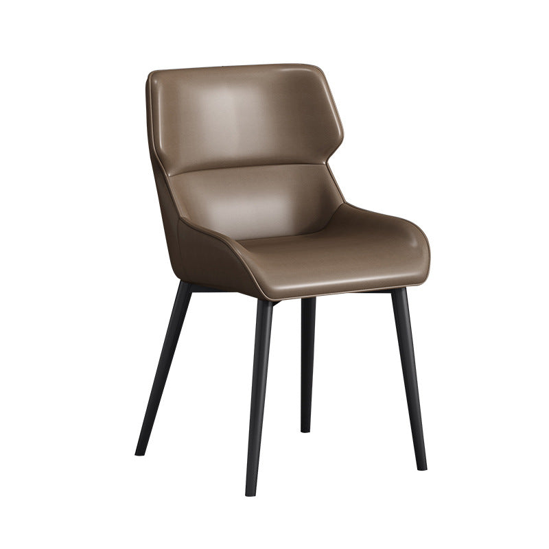 Modern Dining Arm Chairs Matte Finish Leather Curved Parsons Chair Coffee 1 Piece Clearhalo ' kitchen&dining_furn' 'Dining Chairs' 'Dining Tables & Seating' 'dining_chair' 'furn' 'furn_dining_chair' 'Furniture' 'furniture_dining_chair' 'Kitchen & Dining Furniture' 'kitchen' 4538566