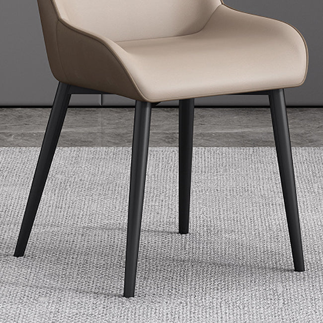 Modern Dining Arm Chairs Matte Finish Leather Curved Parsons Chair Clearhalo ' kitchen&dining_furn' 'Dining Chairs' 'Dining Tables & Seating' 'dining_chair' 'furn' 'furn_dining_chair' 'Furniture' 'furniture_dining_chair' 'Kitchen & Dining Furniture' 'kitchen' 4538567