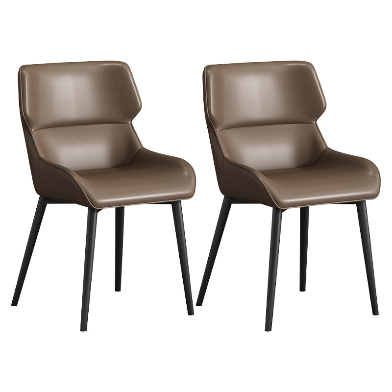 Modern Dining Arm Chairs Matte Finish Leather Curved Parsons Chair Coffee 2 Piece Set Clearhalo ' kitchen&dining_furn' 'Dining Chairs' 'Dining Tables & Seating' 'dining_chair' 'furn' 'furn_dining_chair' 'Furniture' 'furniture_dining_chair' 'Kitchen & Dining Furniture' 'kitchen' 4538569