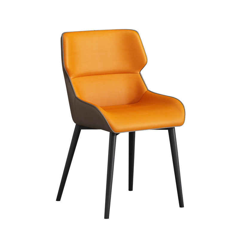 Modern Dining Arm Chairs Matte Finish Leather Curved Parsons Chair Gray-Orange 1 Piece Clearhalo ' kitchen&dining_furn' 'Dining Chairs' 'Dining Tables & Seating' 'dining_chair' 'furn' 'furn_dining_chair' 'Furniture' 'furniture_dining_chair' 'Kitchen & Dining Furniture' 'kitchen' 4538571