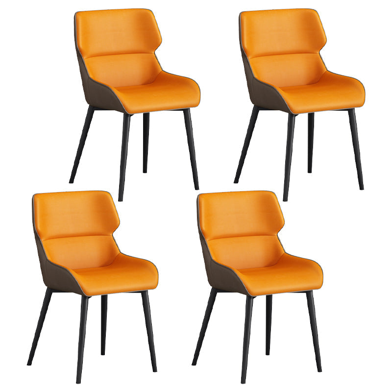 Modern Dining Arm Chairs Matte Finish Leather Curved Parsons Chair Gray-Orange 4 Piece Set Clearhalo ' kitchen&dining_furn' 'Dining Chairs' 'Dining Tables & Seating' 'dining_chair' 'furn' 'furn_dining_chair' 'Furniture' 'furniture_dining_chair' 'Kitchen & Dining Furniture' 'kitchen' 4538573
