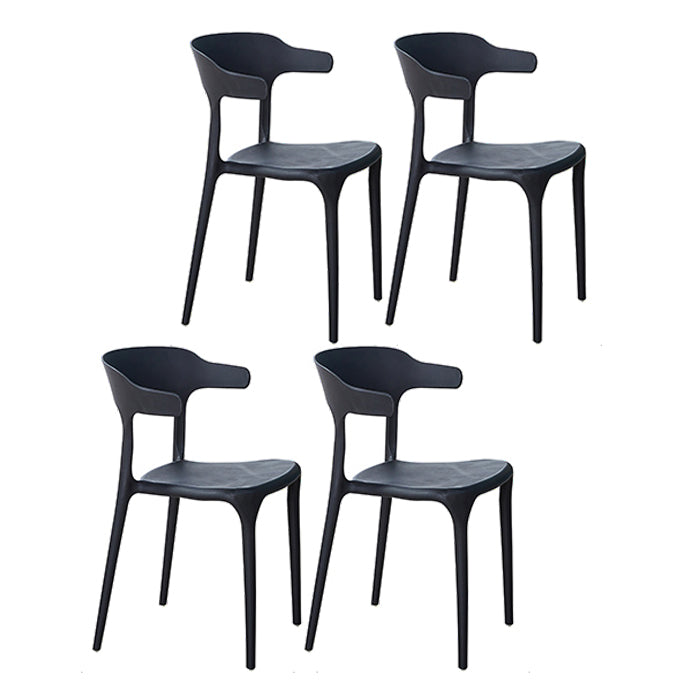 Contemporary Plastic Home Arm Chair Open Back Matte Finish Dining Chair Black 4 Piece Set Clearhalo ' kitchen&dining_furn' 'Dining Chairs' 'Dining Tables & Seating' 'dining_chair' 'furn' 'furn_dining_chair' 'Furniture' 'furniture_dining_chair' 'Kitchen & Dining Furniture' 'kitchen' 4538595