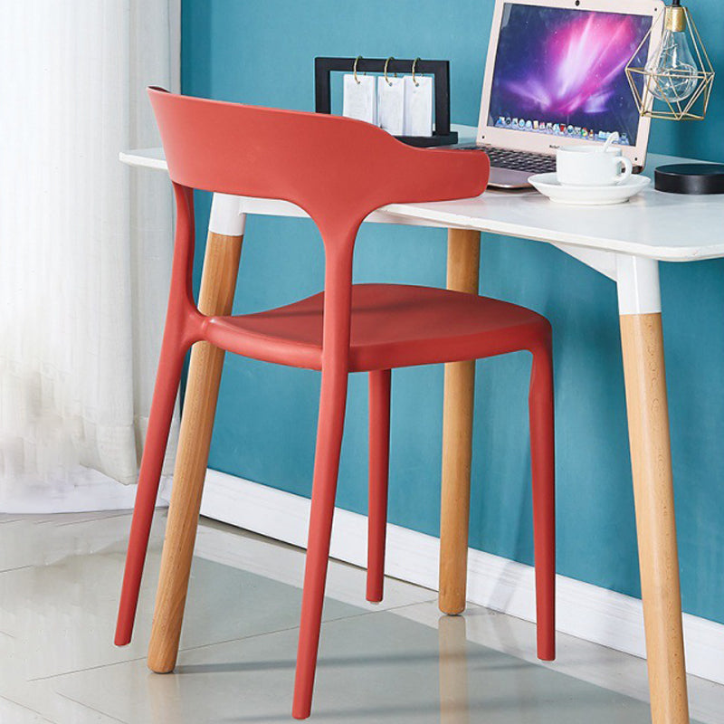 Contemporary Plastic Home Arm Chair Open Back Matte Finish Dining Chair Clearhalo ' kitchen&dining_furn' 'Dining Chairs' 'Dining Tables & Seating' 'dining_chair' 'furn' 'furn_dining_chair' 'Furniture' 'furniture_dining_chair' 'Kitchen & Dining Furniture' 'kitchen' 4538599