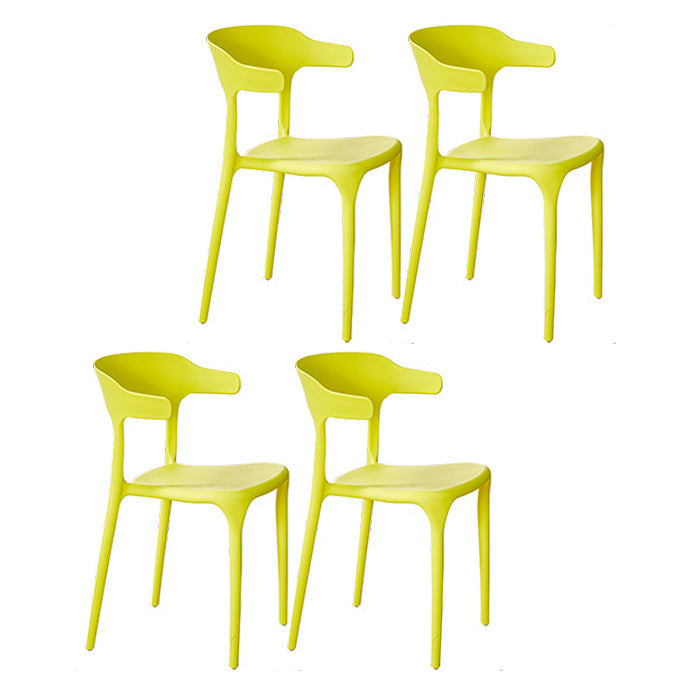 Contemporary Plastic Home Arm Chair Open Back Matte Finish Dining Chair Yellow 4 Piece Set Clearhalo ' kitchen&dining_furn' 'Dining Chairs' 'Dining Tables & Seating' 'dining_chair' 'furn' 'furn_dining_chair' 'Furniture' 'furniture_dining_chair' 'Kitchen & Dining Furniture' 'kitchen' 4538604