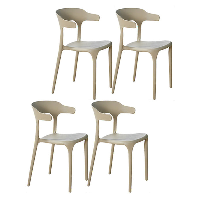 Contemporary Plastic Home Arm Chair Open Back Matte Finish Dining Chair Camel 4 Piece Set Clearhalo ' kitchen&dining_furn' 'Dining Chairs' 'Dining Tables & Seating' 'dining_chair' 'furn' 'furn_dining_chair' 'Furniture' 'furniture_dining_chair' 'Kitchen & Dining Furniture' 'kitchen' 4538610