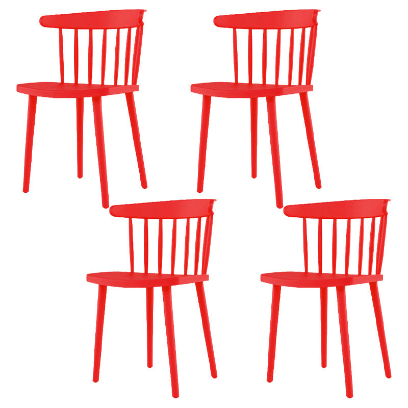 Plastic Scandinavian Kitchen Dining Room Side Chair Windsor Back Chair Red 4 Piece Set Clearhalo ' kitchen&dining_furn' 'Dining Chairs' 'Dining Tables & Seating' 'dining_chair' 'furn' 'furn_dining_chair' 'Furniture' 'furniture_dining_chair' 'Kitchen & Dining Furniture' 'kitchen' 4538635