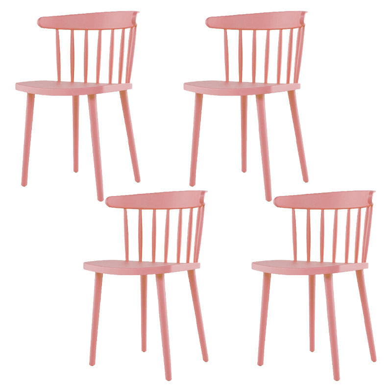 Plastic Scandinavian Kitchen Dining Room Side Chair Windsor Back Chair Pink 4 Piece Set Clearhalo ' kitchen&dining_furn' 'Dining Chairs' 'Dining Tables & Seating' 'dining_chair' 'furn' 'furn_dining_chair' 'Furniture' 'furniture_dining_chair' 'Kitchen & Dining Furniture' 'kitchen' 4538639