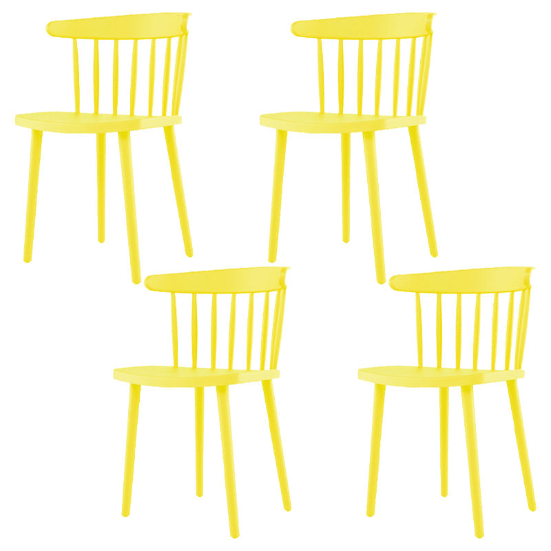 Plastic Scandinavian Kitchen Dining Room Side Chair Windsor Back Chair Yellow 4 Piece Set Clearhalo ' kitchen&dining_furn' 'Dining Chairs' 'Dining Tables & Seating' 'dining_chair' 'furn' 'furn_dining_chair' 'Furniture' 'furniture_dining_chair' 'Kitchen & Dining Furniture' 'kitchen' 4538642