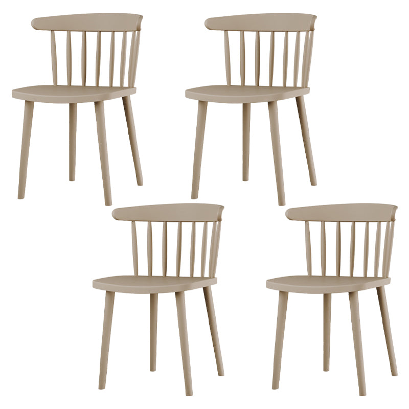 Plastic Scandinavian Kitchen Dining Room Side Chair Windsor Back Chair Khaki 4 Piece Set Clearhalo ' kitchen&dining_furn' 'Dining Chairs' 'Dining Tables & Seating' 'dining_chair' 'furn' 'furn_dining_chair' 'Furniture' 'furniture_dining_chair' 'Kitchen & Dining Furniture' 'kitchen' 4538648