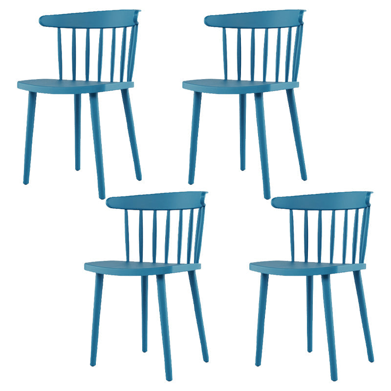 Plastic Scandinavian Kitchen Dining Room Side Chair Windsor Back Chair Dark Blue 4 Piece Set Clearhalo ' kitchen&dining_furn' 'Dining Chairs' 'Dining Tables & Seating' 'dining_chair' 'furn' 'furn_dining_chair' 'Furniture' 'furniture_dining_chair' 'Kitchen & Dining Furniture' 'kitchen' 4538651