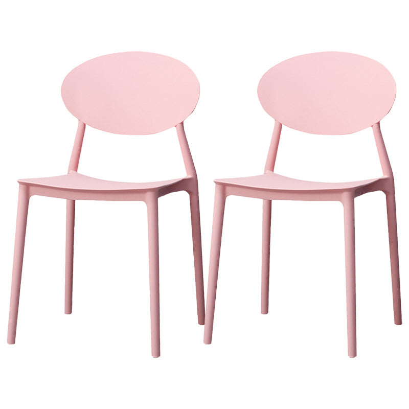 Modern Dining Open Back Chair Dining Armless Side Chairs with Plastic Legs Pink 2 Piece Set Clearhalo ' kitchen&dining_furn' 'Dining Chairs' 'Dining Tables & Seating' 'dining_chair' 'furn' 'furn_dining_chair' 'Furniture' 'furniture_dining_chair' 'Kitchen & Dining Furniture' 'kitchen' 4538703