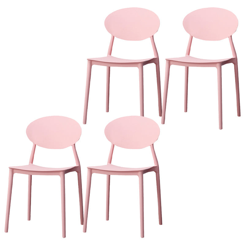 Modern Dining Open Back Chair Dining Armless Side Chairs with Plastic Legs Pink 4 Piece Set Clearhalo ' kitchen&dining_furn' 'Dining Chairs' 'Dining Tables & Seating' 'dining_chair' 'furn' 'furn_dining_chair' 'Furniture' 'furniture_dining_chair' 'Kitchen & Dining Furniture' 'kitchen' 4538704