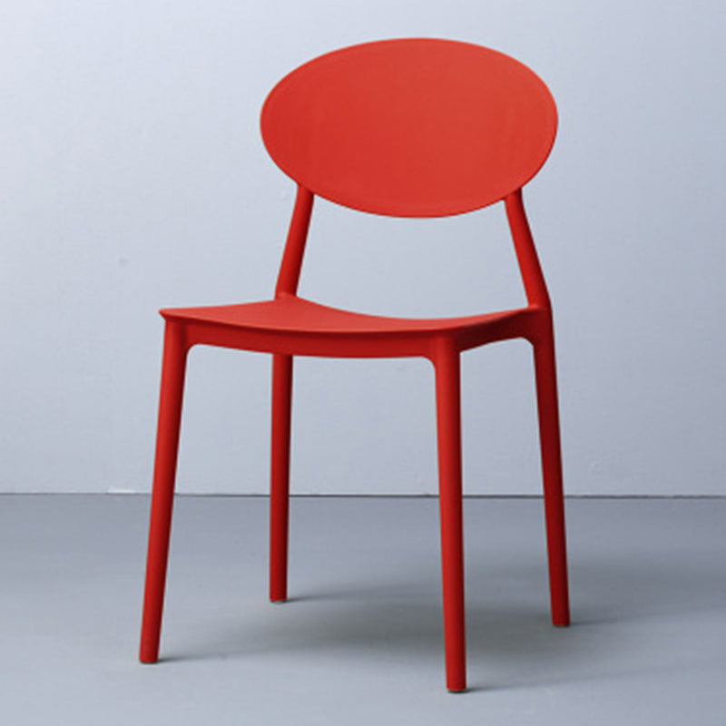 Modern Dining Open Back Chair Dining Armless Side Chairs with Plastic Legs Red 1 Piece Clearhalo ' kitchen&dining_furn' 'Dining Chairs' 'Dining Tables & Seating' 'dining_chair' 'furn' 'furn_dining_chair' 'Furniture' 'furniture_dining_chair' 'Kitchen & Dining Furniture' 'kitchen' 4538706
