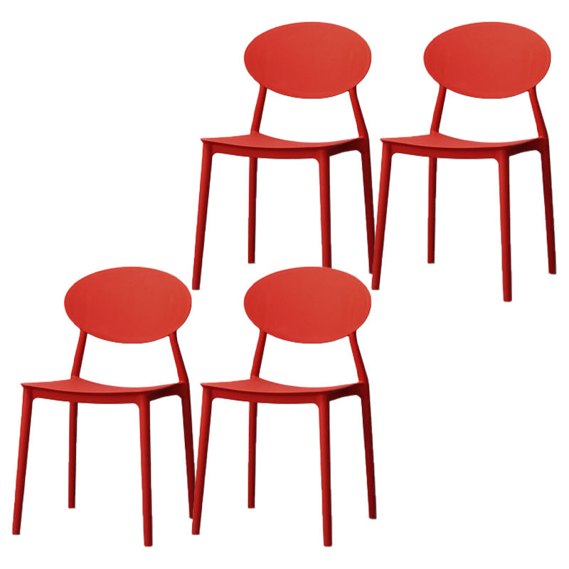 Modern Dining Open Back Chair Dining Armless Side Chairs with Plastic Legs Red 4 Piece Set Clearhalo ' kitchen&dining_furn' 'Dining Chairs' 'Dining Tables & Seating' 'dining_chair' 'furn' 'furn_dining_chair' 'Furniture' 'furniture_dining_chair' 'Kitchen & Dining Furniture' 'kitchen' 4538711