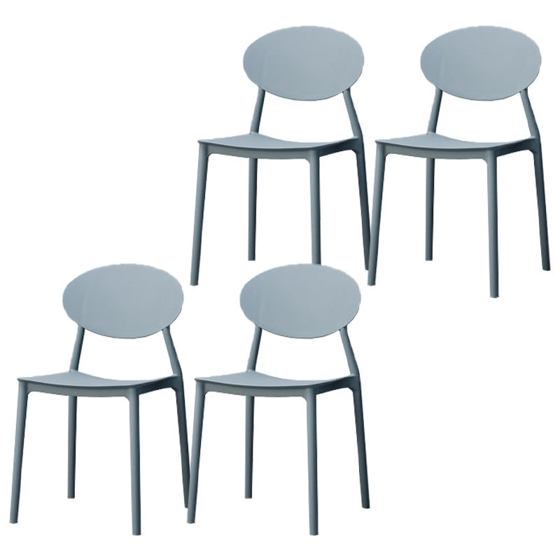 Modern Dining Open Back Chair Dining Armless Side Chairs with Plastic Legs Grey 4 Piece Set Clearhalo ' kitchen&dining_furn' 'Dining Chairs' 'Dining Tables & Seating' 'dining_chair' 'furn' 'furn_dining_chair' 'Furniture' 'furniture_dining_chair' 'Kitchen & Dining Furniture' 'kitchen' 4538720