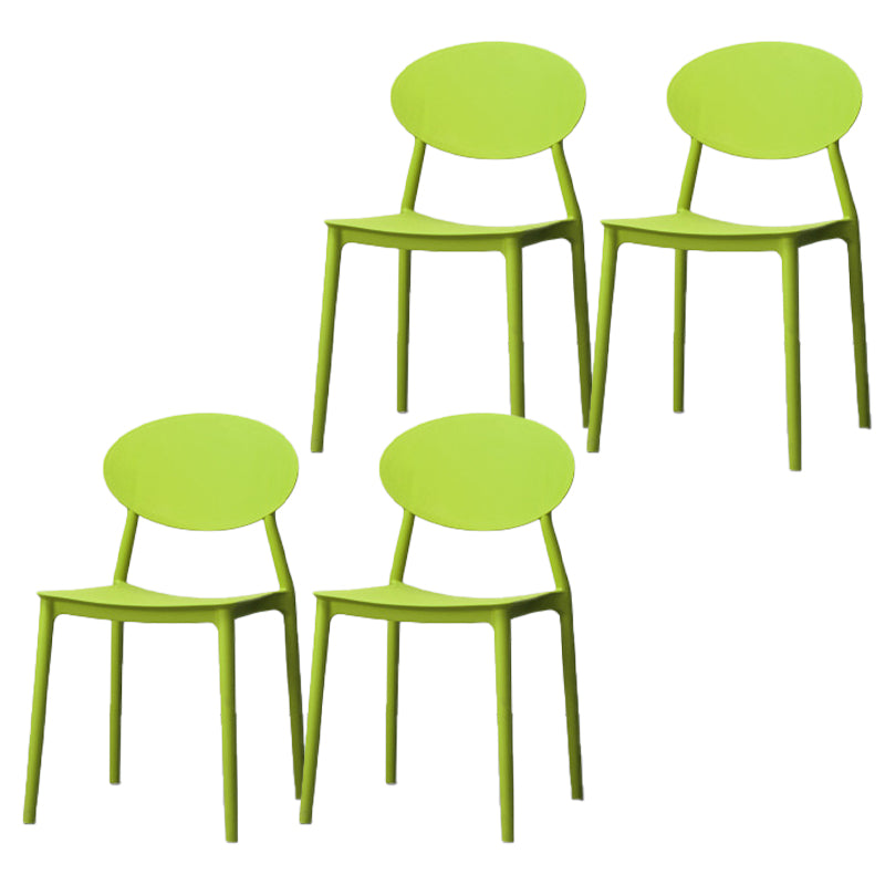 Modern Dining Open Back Chair Dining Armless Side Chairs with Plastic Legs Pea Green 4 Piece Set Clearhalo ' kitchen&dining_furn' 'Dining Chairs' 'Dining Tables & Seating' 'dining_chair' 'furn' 'furn_dining_chair' 'Furniture' 'furniture_dining_chair' 'Kitchen & Dining Furniture' 'kitchen' 4538723