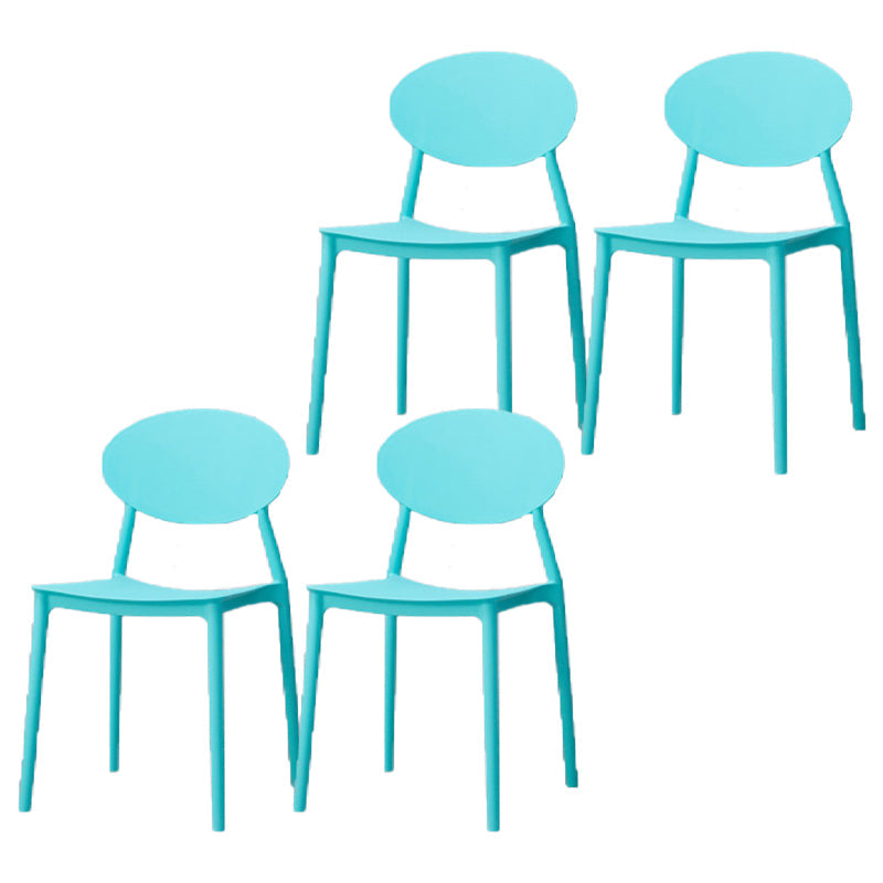 Modern Dining Open Back Chair Dining Armless Side Chairs with Plastic Legs Aqua 4 Piece Set Clearhalo ' kitchen&dining_furn' 'Dining Chairs' 'Dining Tables & Seating' 'dining_chair' 'furn' 'furn_dining_chair' 'Furniture' 'furniture_dining_chair' 'Kitchen & Dining Furniture' 'kitchen' 4538726