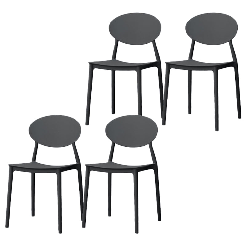 Modern Dining Open Back Chair Dining Armless Side Chairs with Plastic Legs Black 4 Piece Set Clearhalo ' kitchen&dining_furn' 'Dining Chairs' 'Dining Tables & Seating' 'dining_chair' 'furn' 'furn_dining_chair' 'Furniture' 'furniture_dining_chair' 'Kitchen & Dining Furniture' 'kitchen' 4538729