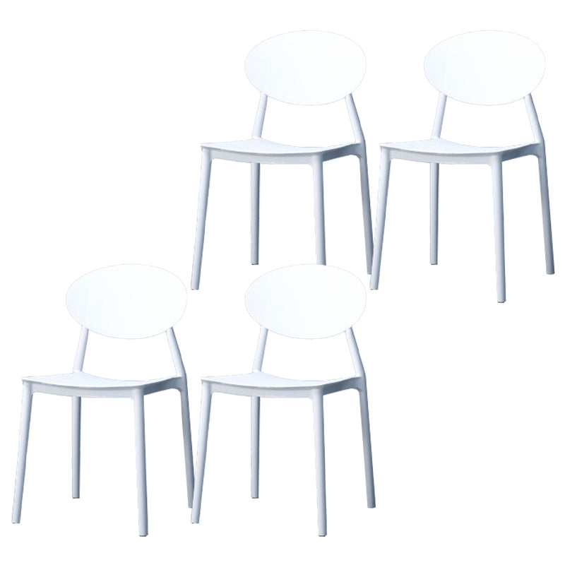Modern Dining Open Back Chair Dining Armless Side Chairs with Plastic Legs White 4 Piece Set Clearhalo ' kitchen&dining_furn' 'Dining Chairs' 'Dining Tables & Seating' 'dining_chair' 'furn' 'furn_dining_chair' 'Furniture' 'furniture_dining_chair' 'Kitchen & Dining Furniture' 'kitchen' 4538735