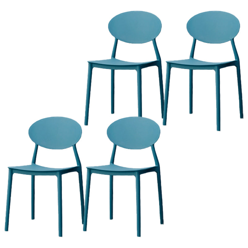 Modern Dining Open Back Chair Dining Armless Side Chairs with Plastic Legs Dark Blue 4 Piece Set Clearhalo ' kitchen&dining_furn' 'Dining Chairs' 'Dining Tables & Seating' 'dining_chair' 'furn' 'furn_dining_chair' 'Furniture' 'furniture_dining_chair' 'Kitchen & Dining Furniture' 'kitchen' 4538738
