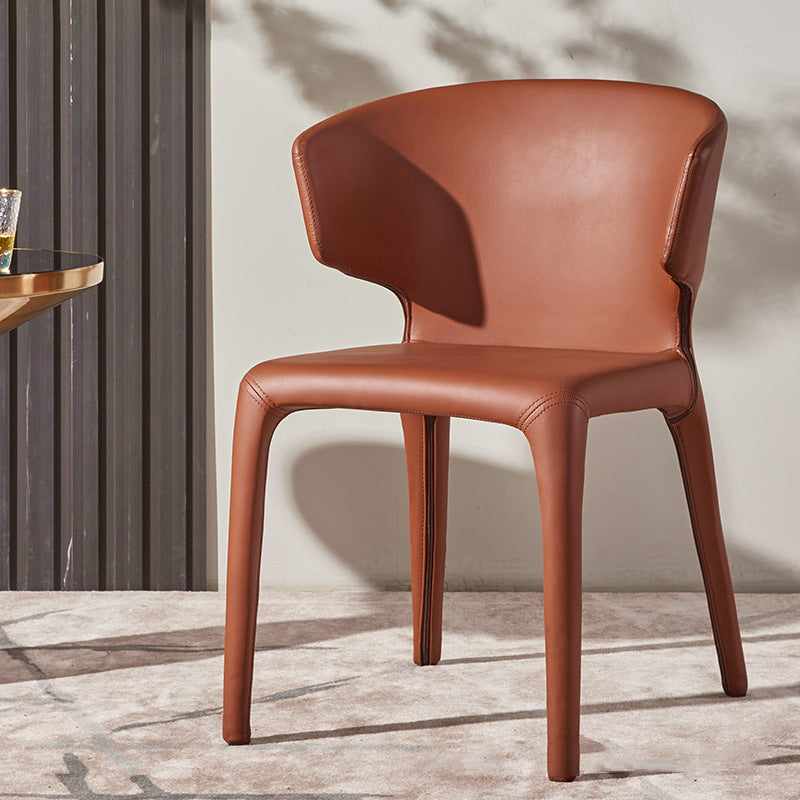 Designer Style Leather Home Arm Chair Wingback Matte Finish Dining Chair Clearhalo ' kitchen&dining_furn' 'Dining Chairs' 'Dining Tables & Seating' 'dining_chair' 'furn' 'furn_dining_chair' 'Furniture' 'furniture_dining_chair' 'Kitchen & Dining Furniture' 'kitchen' 4538740