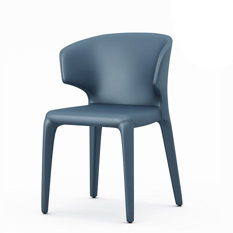 Designer Style Leather Home Arm Chair Wingback Matte Finish Dining Chair Blue 1 Piece Clearhalo ' kitchen&dining_furn' 'Dining Chairs' 'Dining Tables & Seating' 'dining_chair' 'furn' 'furn_dining_chair' 'Furniture' 'furniture_dining_chair' 'Kitchen & Dining Furniture' 'kitchen' 4538744