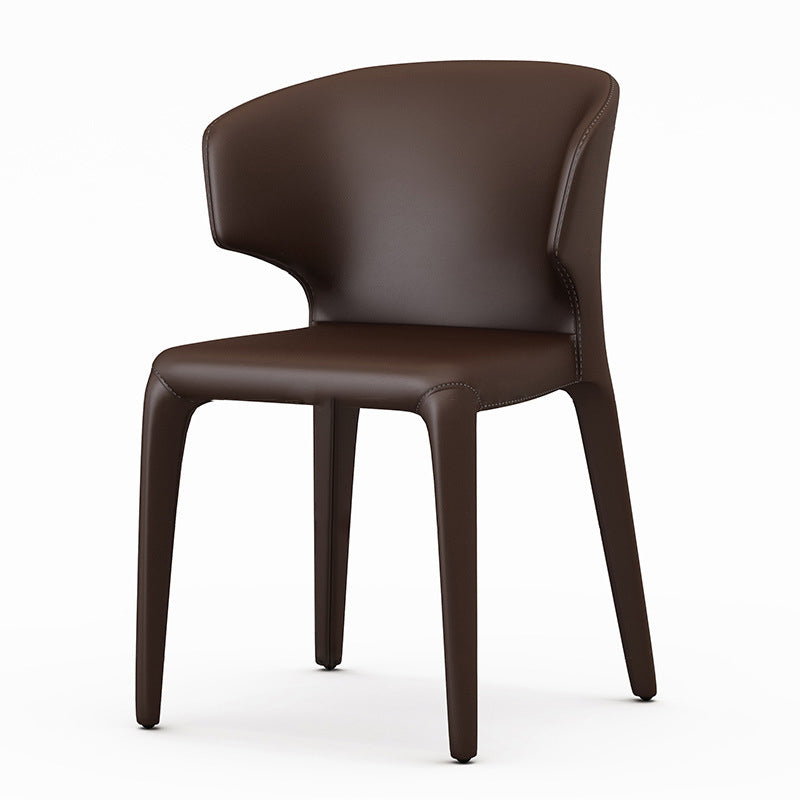 Designer Style Leather Home Arm Chair Wingback Matte Finish Dining Chair Dark Brown 1 Piece Clearhalo ' kitchen&dining_furn' 'Dining Chairs' 'Dining Tables & Seating' 'dining_chair' 'furn' 'furn_dining_chair' 'Furniture' 'furniture_dining_chair' 'Kitchen & Dining Furniture' 'kitchen' 4538748