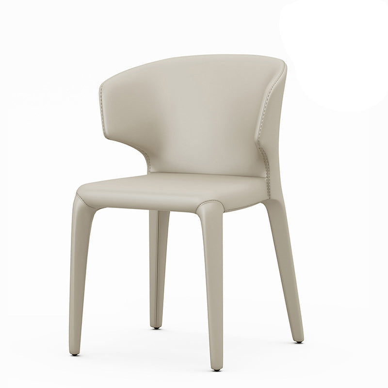 Designer Style Leather Home Arm Chair Wingback Matte Finish Dining Chair Off-White 1 Piece Clearhalo ' kitchen&dining_furn' 'Dining Chairs' 'Dining Tables & Seating' 'dining_chair' 'furn' 'furn_dining_chair' 'Furniture' 'furniture_dining_chair' 'Kitchen & Dining Furniture' 'kitchen' 4538752