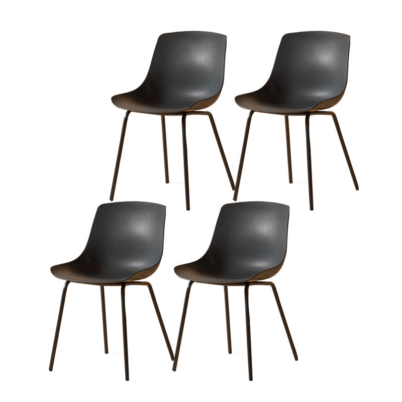 Modern Style Dining Chairs Dining Armless Side Chairs with Metal Legs Dark Gray 4 Piece Set Clearhalo ' kitchen&dining_furn' 'Dining Chairs' 'Dining Tables & Seating' 'dining_chair' 'furn' 'furn_dining_chair' 'Furniture' 'furniture_dining_chair' 'Kitchen & Dining Furniture' 'kitchen' 4538776