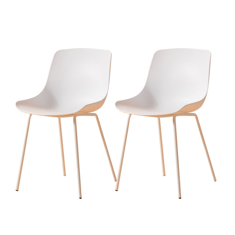 Modern Style Dining Chairs Dining Armless Side Chairs with Metal Legs White 2 Piece Set Clearhalo ' kitchen&dining_furn' 'Dining Chairs' 'Dining Tables & Seating' 'dining_chair' 'furn' 'furn_dining_chair' 'Furniture' 'furniture_dining_chair' 'Kitchen & Dining Furniture' 'kitchen' 4538780