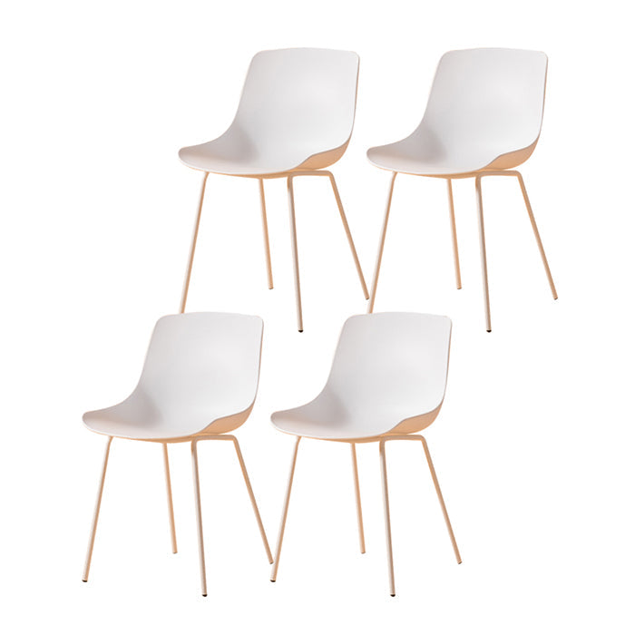 Modern Style Dining Chairs Dining Armless Side Chairs with Metal Legs White 4 Piece Set Clearhalo ' kitchen&dining_furn' 'Dining Chairs' 'Dining Tables & Seating' 'dining_chair' 'furn' 'furn_dining_chair' 'Furniture' 'furniture_dining_chair' 'Kitchen & Dining Furniture' 'kitchen' 4538782