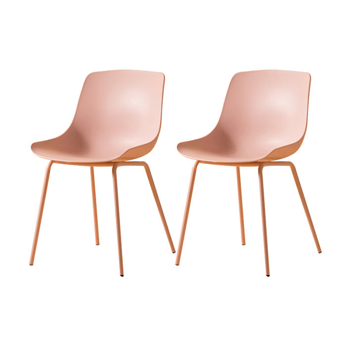 Modern Style Dining Chairs Dining Armless Side Chairs with Metal Legs Pink 2 Piece Set Clearhalo ' kitchen&dining_furn' 'Dining Chairs' 'Dining Tables & Seating' 'dining_chair' 'furn' 'furn_dining_chair' 'Furniture' 'furniture_dining_chair' 'Kitchen & Dining Furniture' 'kitchen' 4538786