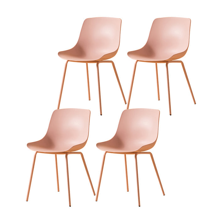 Modern Style Dining Chairs Dining Armless Side Chairs with Metal Legs Pink 4 Piece Set Clearhalo ' kitchen&dining_furn' 'Dining Chairs' 'Dining Tables & Seating' 'dining_chair' 'furn' 'furn_dining_chair' 'Furniture' 'furniture_dining_chair' 'Kitchen & Dining Furniture' 'kitchen' 4538788