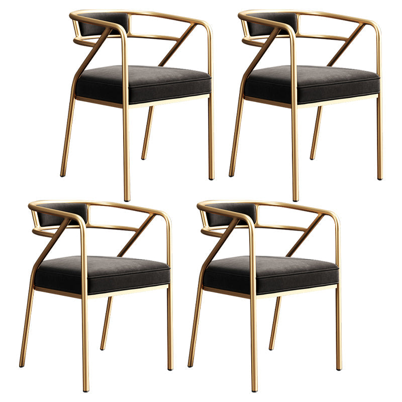 Metal Scandinavian Glam Kitchen Dining Room Arm Chair Open Back Chair Black 4 Piece Set Clearhalo ' kitchen&dining_furn' 'Dining Chairs' 'Dining Tables & Seating' 'dining_chair' 'furn' 'furn_dining_chair' 'Furniture' 'furniture_dining_chair' 'Kitchen & Dining Furniture' 'kitchen' 4538819