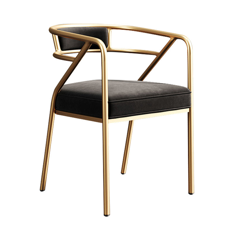 Metal Scandinavian Glam Kitchen Dining Room Arm Chair Open Back Chair Clearhalo ' kitchen&dining_furn' 'Dining Chairs' 'Dining Tables & Seating' 'dining_chair' 'furn' 'furn_dining_chair' 'Furniture' 'furniture_dining_chair' 'Kitchen & Dining Furniture' 'kitchen' 4538824