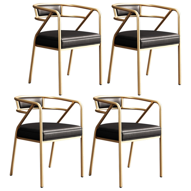 Metal Scandinavian Glam Kitchen Dining Room Arm Chair Open Back Chair Matte Black 4 Piece Set Clearhalo ' kitchen&dining_furn' 'Dining Chairs' 'Dining Tables & Seating' 'dining_chair' 'furn' 'furn_dining_chair' 'Furniture' 'furniture_dining_chair' 'Kitchen & Dining Furniture' 'kitchen' 4538826