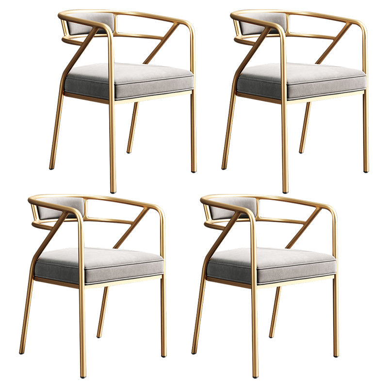 Metal Scandinavian Glam Kitchen Dining Room Arm Chair Open Back Chair Grey 4 Piece Set Clearhalo ' kitchen&dining_furn' 'Dining Chairs' 'Dining Tables & Seating' 'dining_chair' 'furn' 'furn_dining_chair' 'Furniture' 'furniture_dining_chair' 'Kitchen & Dining Furniture' 'kitchen' 4538831