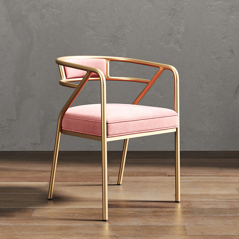 Metal Scandinavian Glam Kitchen Dining Room Arm Chair Open Back Chair Pink 1 Piece Clearhalo ' kitchen&dining_furn' 'Dining Chairs' 'Dining Tables & Seating' 'dining_chair' 'furn' 'furn_dining_chair' 'Furniture' 'furniture_dining_chair' 'Kitchen & Dining Furniture' 'kitchen' 4538833