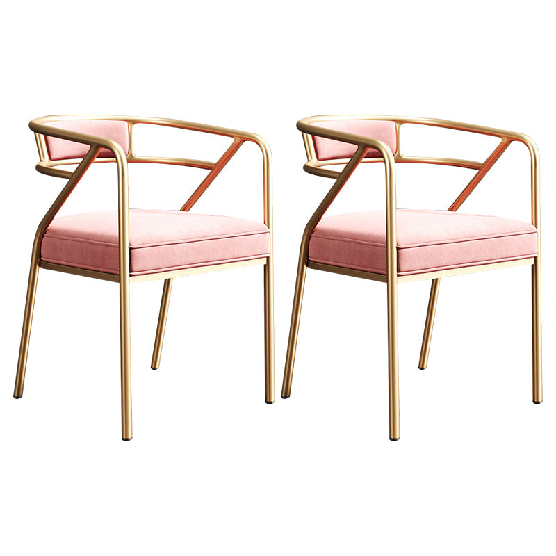 Metal Scandinavian Glam Kitchen Dining Room Arm Chair Open Back Chair Pink 2 Piece Set Clearhalo ' kitchen&dining_furn' 'Dining Chairs' 'Dining Tables & Seating' 'dining_chair' 'furn' 'furn_dining_chair' 'Furniture' 'furniture_dining_chair' 'Kitchen & Dining Furniture' 'kitchen' 4538834
