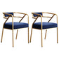 Metal Scandinavian Glam Kitchen Dining Room Arm Chair Open Back Chair Blue 2 Piece Set Clearhalo ' kitchen&dining_furn' 'Dining Chairs' 'Dining Tables & Seating' 'dining_chair' 'furn' 'furn_dining_chair' 'Furniture' 'furniture_dining_chair' 'Kitchen & Dining Furniture' 'kitchen' 4538837