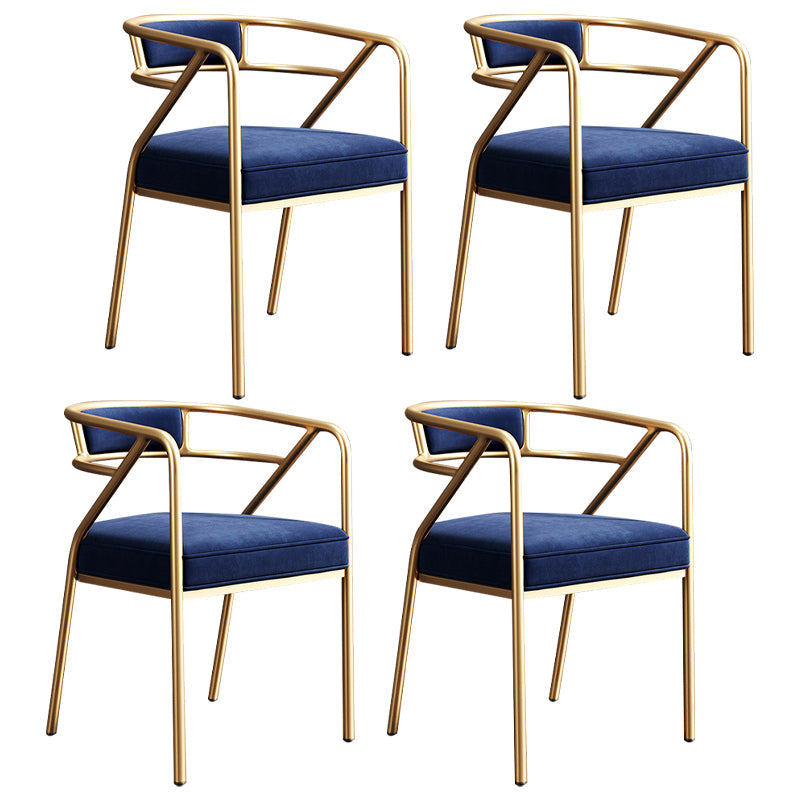 Metal Scandinavian Glam Kitchen Dining Room Arm Chair Open Back Chair Blue 4 Piece Set Clearhalo ' kitchen&dining_furn' 'Dining Chairs' 'Dining Tables & Seating' 'dining_chair' 'furn' 'furn_dining_chair' 'Furniture' 'furniture_dining_chair' 'Kitchen & Dining Furniture' 'kitchen' 4538838