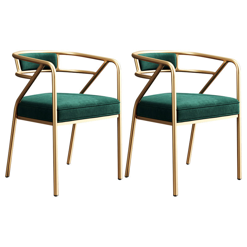 Metal Scandinavian Glam Kitchen Dining Room Arm Chair Open Back Chair Green 2 Piece Set Clearhalo ' kitchen&dining_furn' 'Dining Chairs' 'Dining Tables & Seating' 'dining_chair' 'furn' 'furn_dining_chair' 'Furniture' 'furniture_dining_chair' 'Kitchen & Dining Furniture' 'kitchen' 4538840